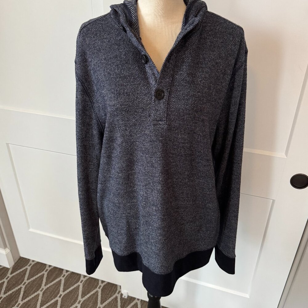 EUC Banana Republic men's blue and white knit hoodie size XL